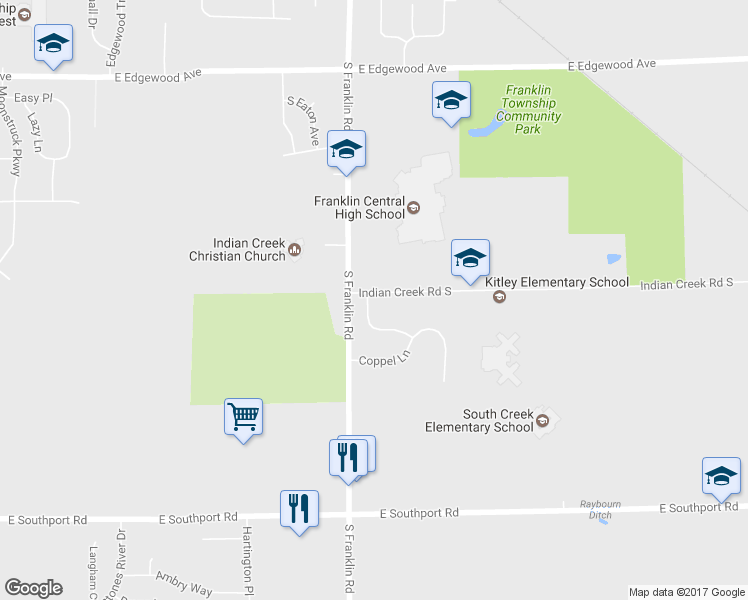 map of restaurants, bars, coffee shops, grocery stores, and more near 6529 Caressa Way in Indianapolis