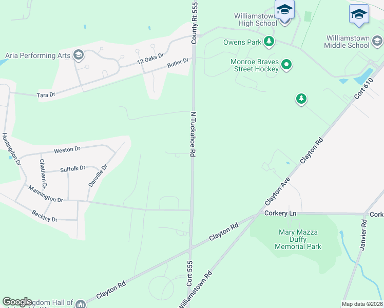 map of restaurants, bars, coffee shops, grocery stores, and more near 382 North Tuckahoe Road in Monroe