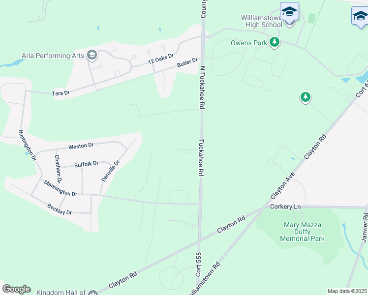 map of restaurants, bars, coffee shops, grocery stores, and more near 385 North Tuckahoe Road in Monroe Township