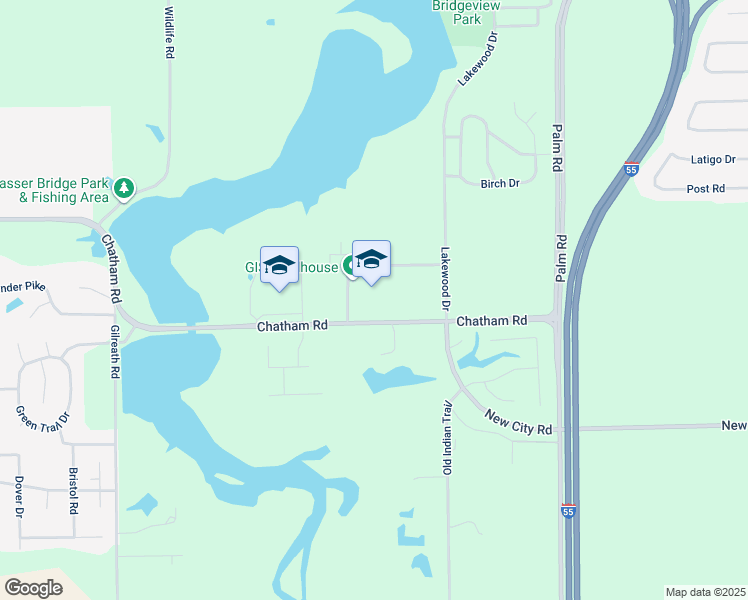 map of restaurants, bars, coffee shops, grocery stores, and more near 465 Chatham Road in Chatham