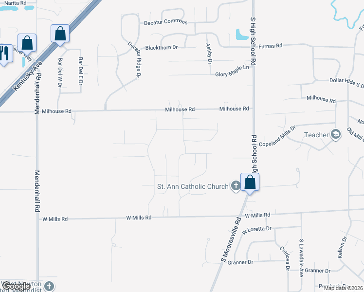 map of restaurants, bars, coffee shops, grocery stores, and more near 6112 Emerald Commons Drive in Indianapolis