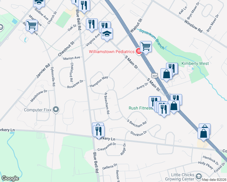 map of restaurants, bars, coffee shops, grocery stores, and more near 928 Hampton Way in Monroe