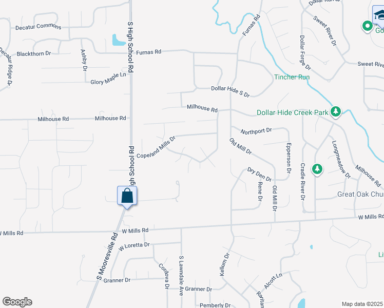 map of restaurants, bars, coffee shops, grocery stores, and more near 5942 Copeland Lakes Drive in Indianapolis