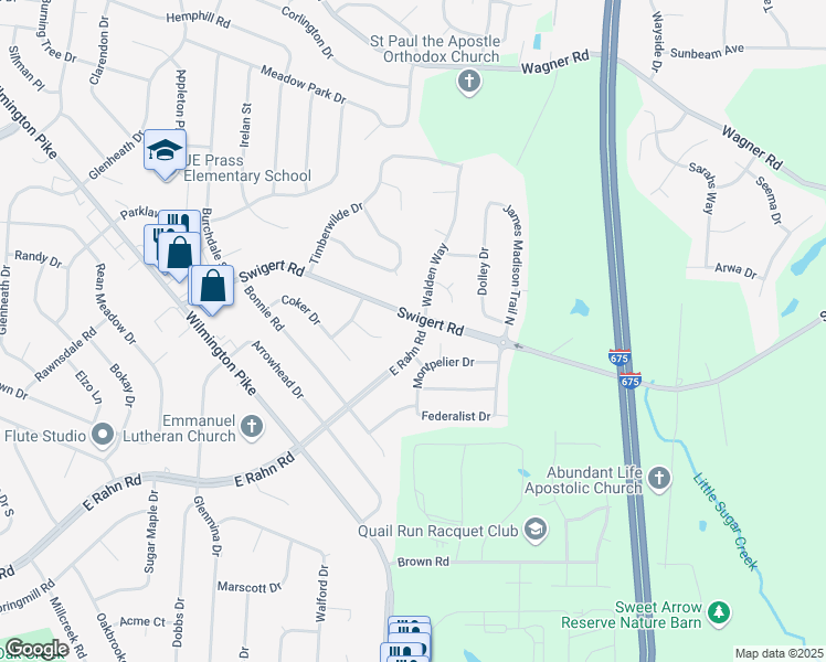map of restaurants, bars, coffee shops, grocery stores, and more near 3253 East Rahn Road in Dayton