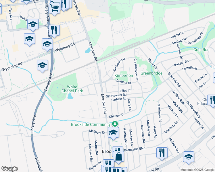 map of restaurants, bars, coffee shops, grocery stores, and more near 10 Keith Street in Newark