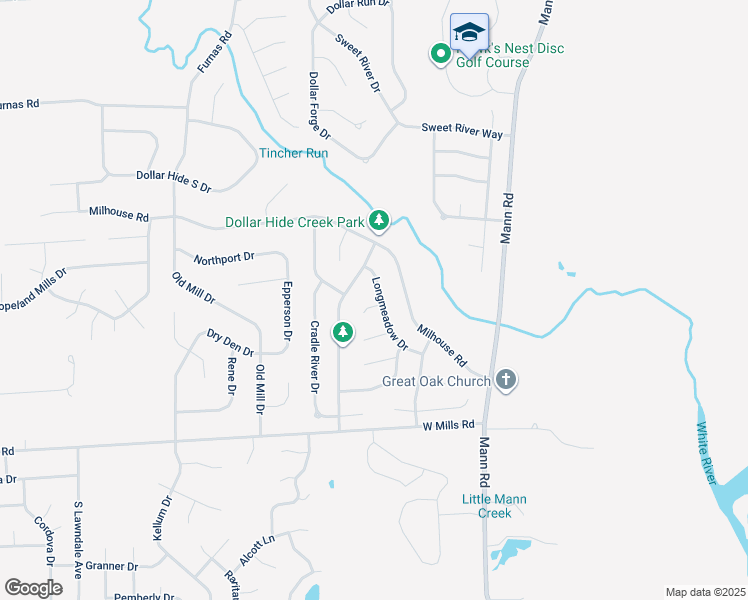 map of restaurants, bars, coffee shops, grocery stores, and more near 6138 Longmeadow Drive in Indianapolis