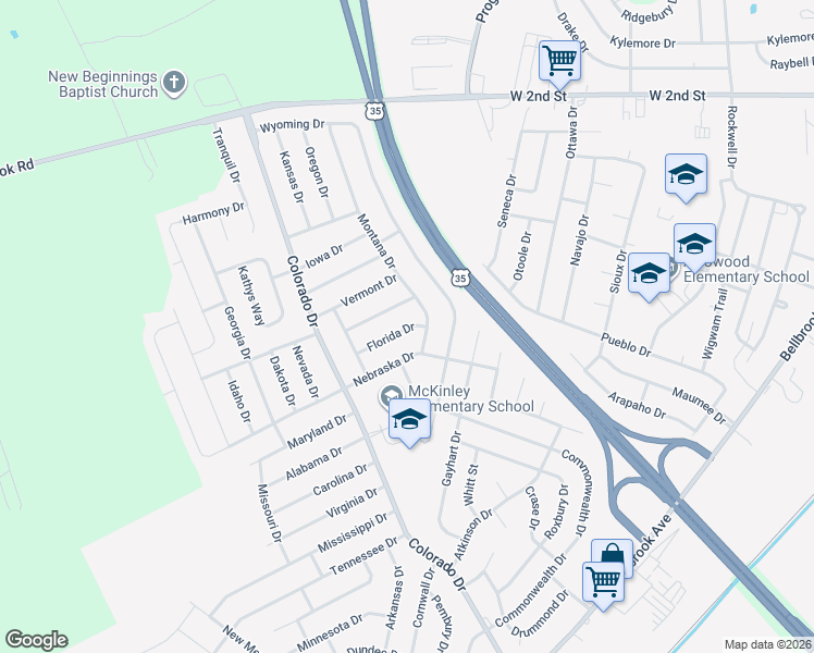 map of restaurants, bars, coffee shops, grocery stores, and more near 578 Montana Drive in Xenia