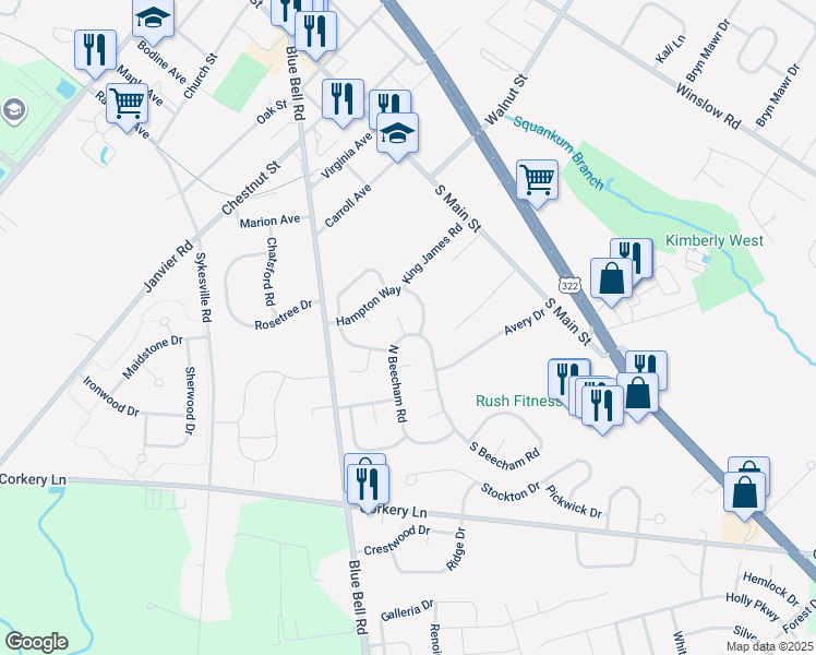 map of restaurants, bars, coffee shops, grocery stores, and more near 900 Greenwich Court in Monroe