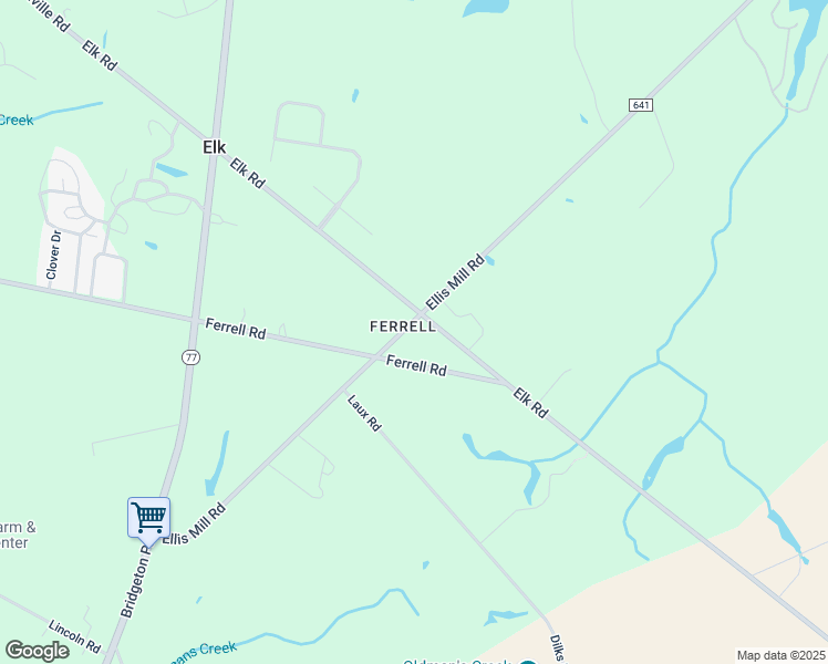 map of restaurants, bars, coffee shops, grocery stores, and more near 1550 Ellis Mill Road in Elk