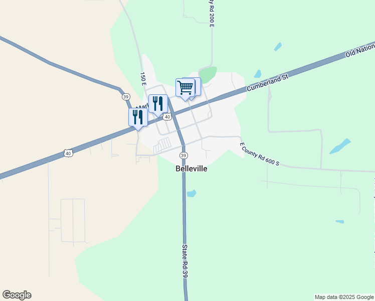 map of restaurants, bars, coffee shops, grocery stores, and more near 5936 Indiana 39 in Clayton