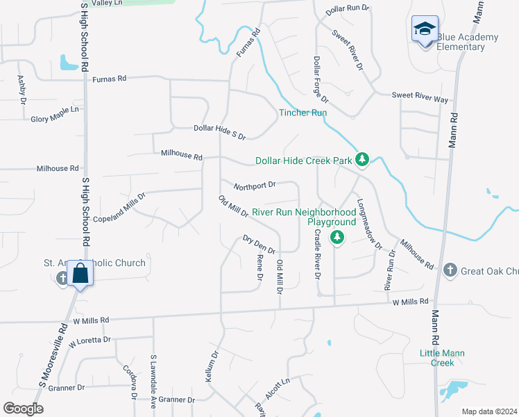 map of restaurants, bars, coffee shops, grocery stores, and more near 5533 Epperson Court in Indianapolis