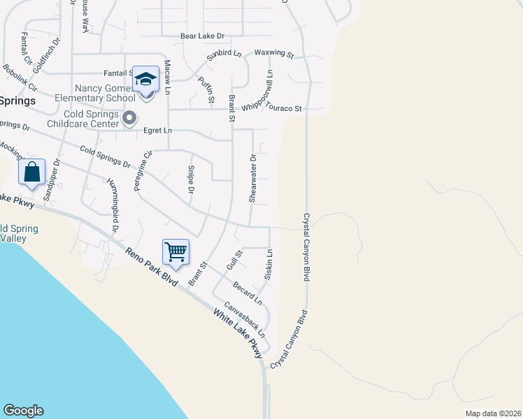 map of restaurants, bars, coffee shops, grocery stores, and more near 3810 Dyal Court in Reno