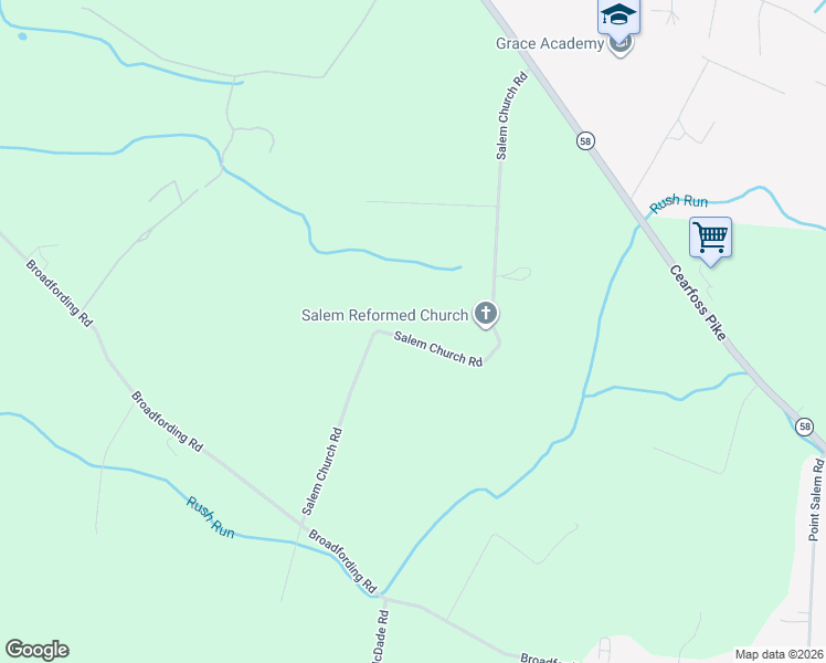 map of restaurants, bars, coffee shops, grocery stores, and more near 13160 Salem Church Road in Hagerstown