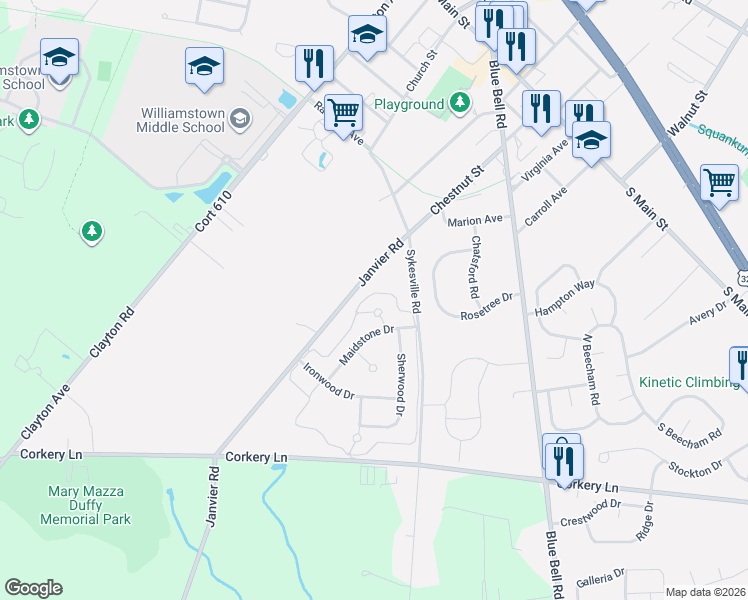 map of restaurants, bars, coffee shops, grocery stores, and more near 616 Wagner Court in Monroe