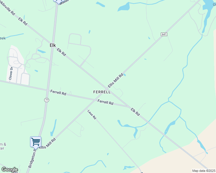 map of restaurants, bars, coffee shops, grocery stores, and more near 1550 Ellis Mill Road in Elk
