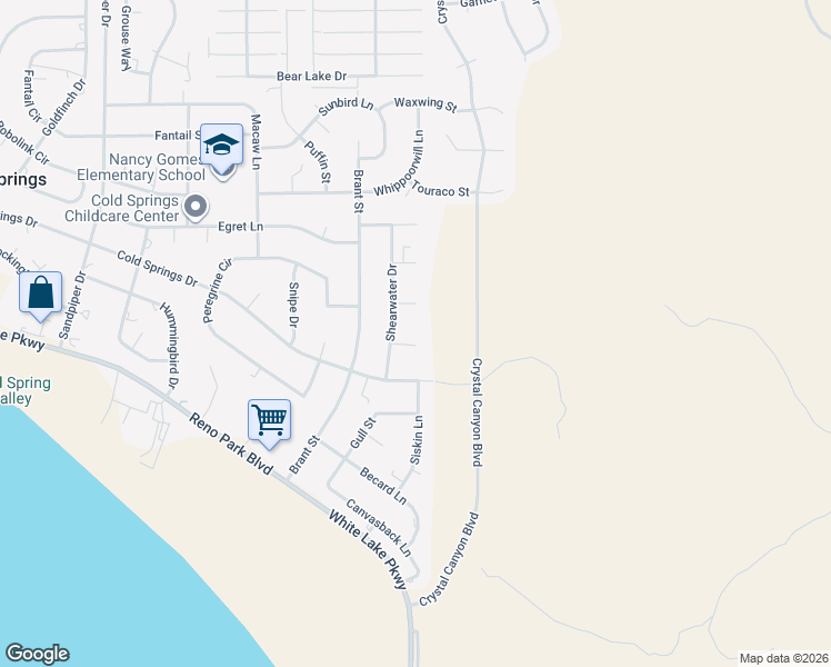 map of restaurants, bars, coffee shops, grocery stores, and more near 3810 Dyal Court in Reno
