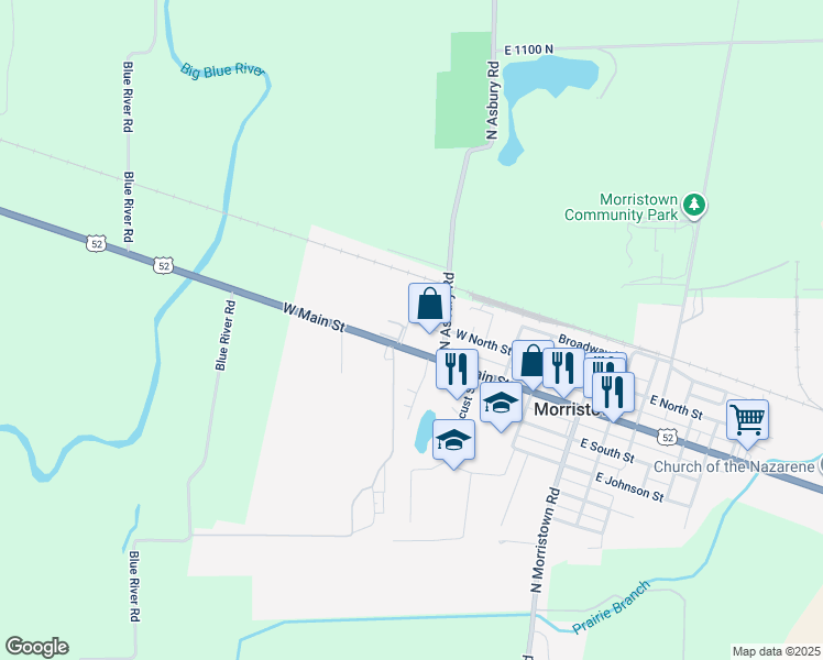 map of restaurants, bars, coffee shops, grocery stores, and more near in Morristown