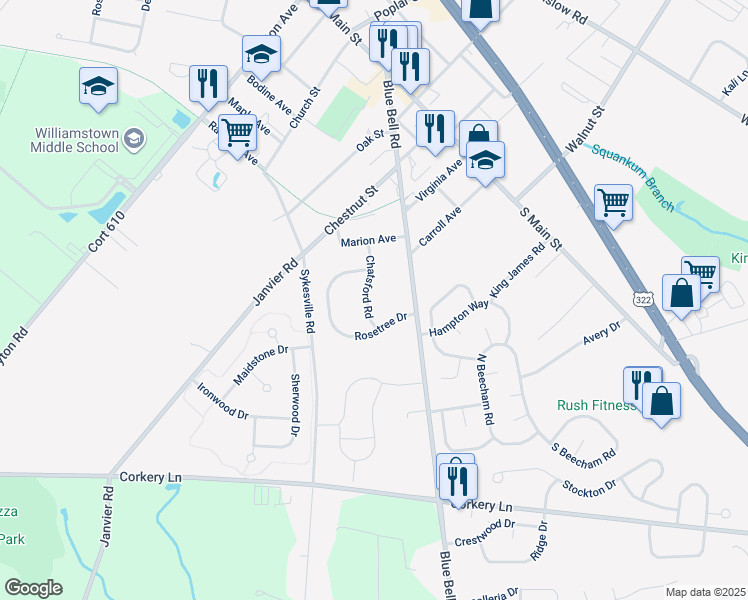 map of restaurants, bars, coffee shops, grocery stores, and more near in Monroe