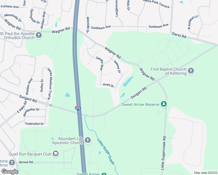 map of restaurants, bars, coffee shops, grocery stores, and more near 691 Baileys Trail in Dayton