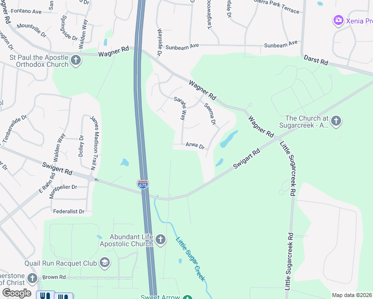 map of restaurants, bars, coffee shops, grocery stores, and more near 4246 Arwa Drive in Greene County