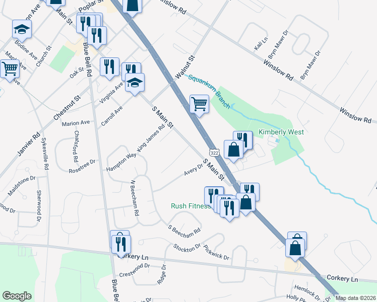 map of restaurants, bars, coffee shops, grocery stores, and more near 949 South Main Street in Monroe
