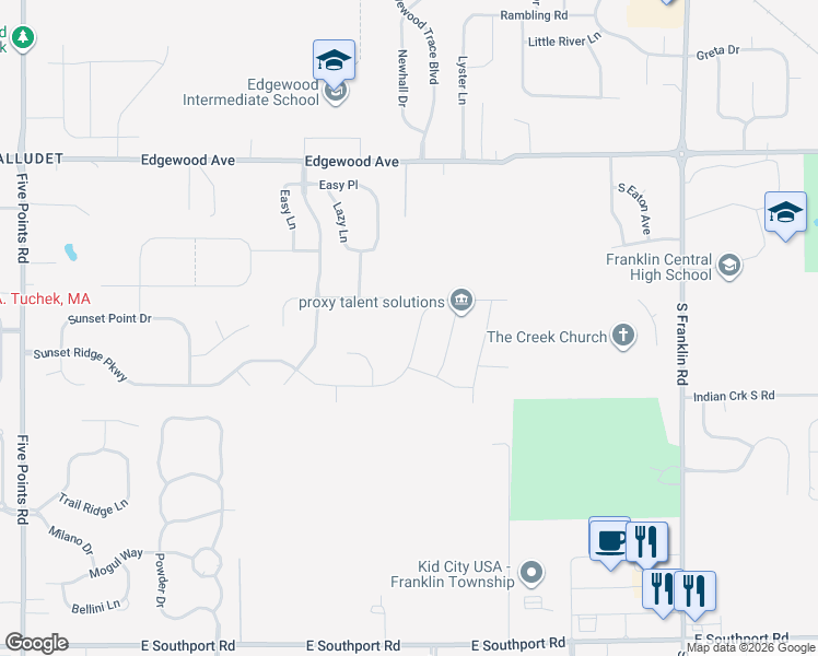 map of restaurants, bars, coffee shops, grocery stores, and more near 7729 Silver Moon Way in Indianapolis