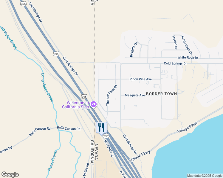 map of restaurants, bars, coffee shops, grocery stores, and more near 17815 Thunder River Drive in Reno