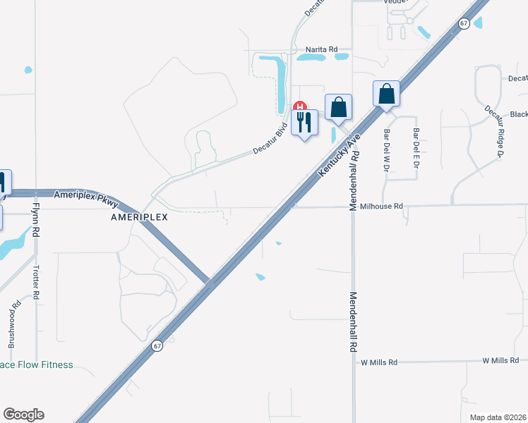 map of restaurants, bars, coffee shops, grocery stores, and more near 7536 Milhouse Road in Indianapolis