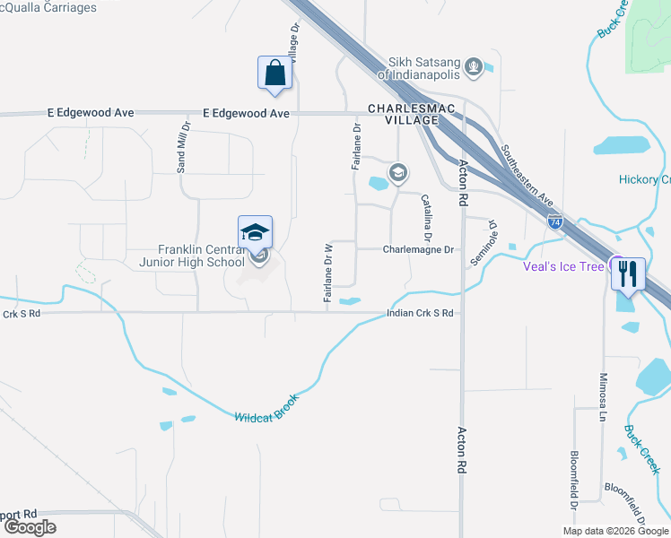 map of restaurants, bars, coffee shops, grocery stores, and more near 6339 Fairlane Drive West in Indianapolis