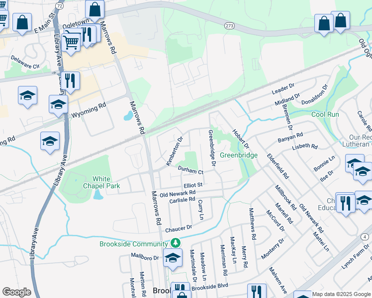 map of restaurants, bars, coffee shops, grocery stores, and more near 6 Westerly Street in Newark