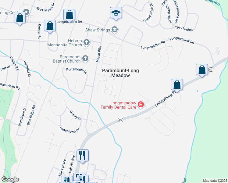 map of restaurants, bars, coffee shops, grocery stores, and more near 13305 Ruby Pointe Drive in Hagerstown