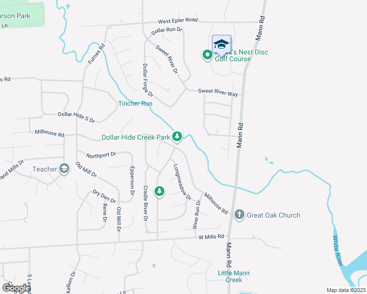 map of restaurants, bars, coffee shops, grocery stores, and more near 5394 Milhouse Rd in Indianapolis