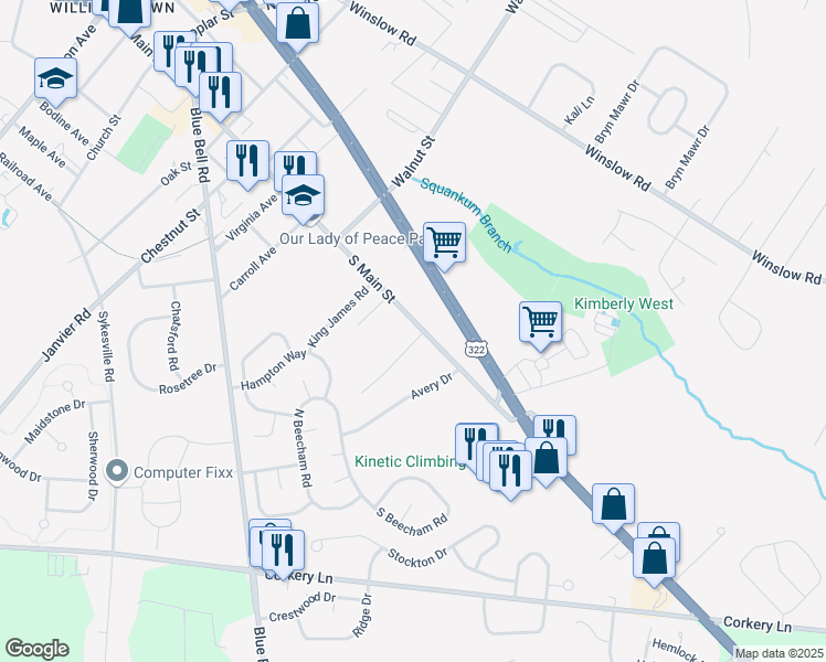 map of restaurants, bars, coffee shops, grocery stores, and more near 949 South Main Street in Monroe