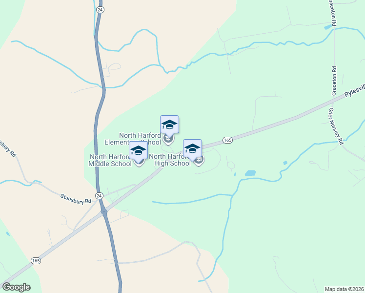 map of restaurants, bars, coffee shops, grocery stores, and more near 206 Pylesville Road in Pylesville