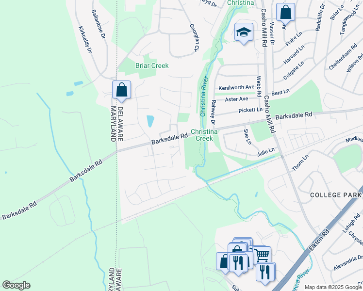 map of restaurants, bars, coffee shops, grocery stores, and more near 171 King William Street in Newark