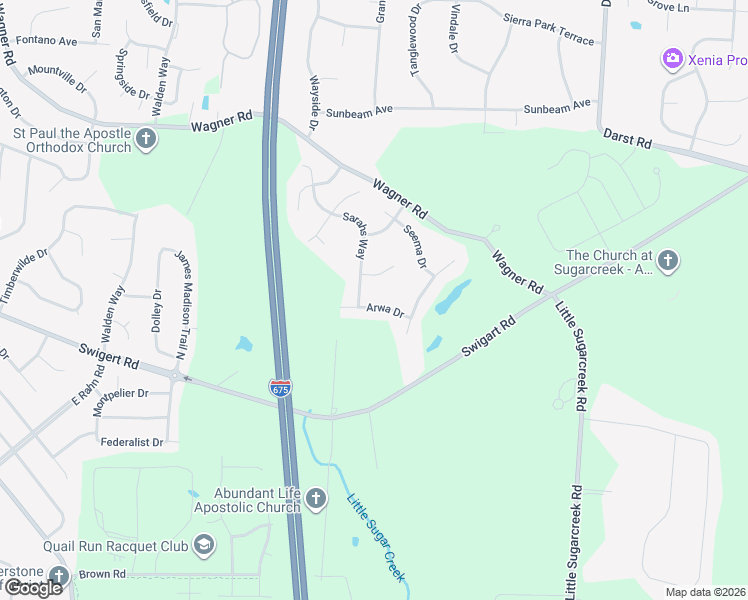 map of restaurants, bars, coffee shops, grocery stores, and more near 4246 Arwa Drive in Greene County