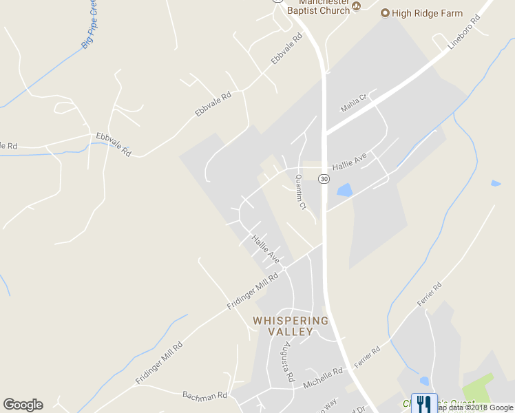 map of restaurants, bars, coffee shops, grocery stores, and more near 2912 Dalton Drive in Manchester