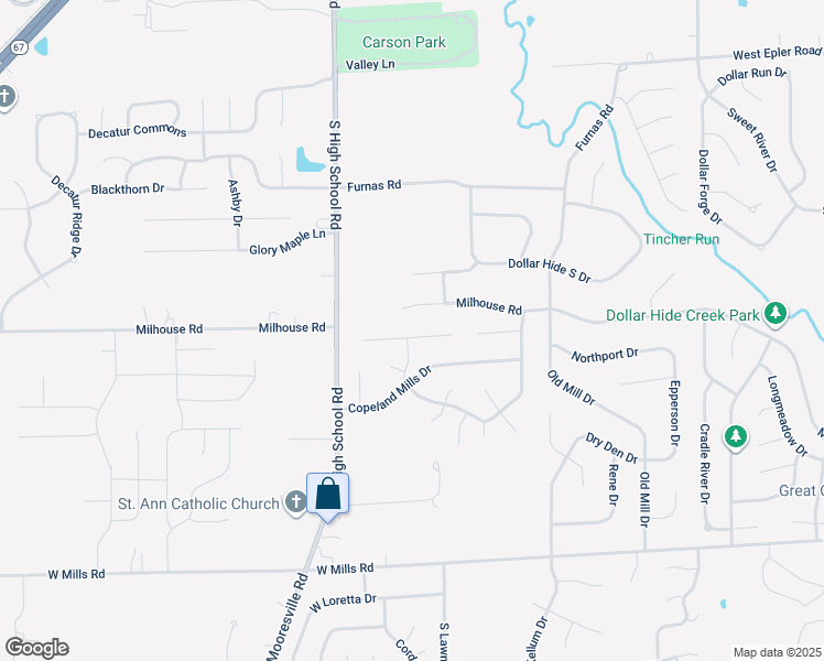 map of restaurants, bars, coffee shops, grocery stores, and more near 6104 Maple Branch Place in Indianapolis