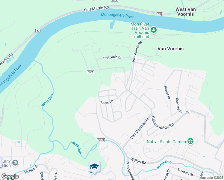 map of restaurants, bars, coffee shops, grocery stores, and more near 453 Independence Hill in Morgantown
