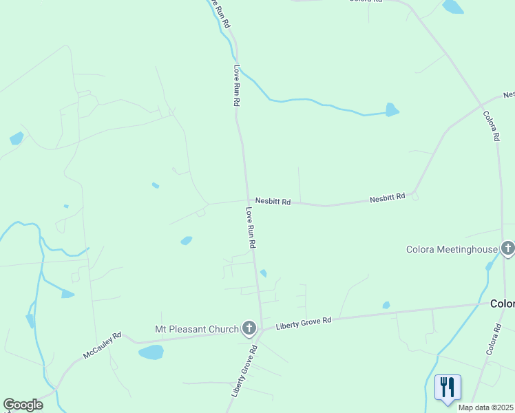 map of restaurants, bars, coffee shops, grocery stores, and more near 898 Nesbitt Road in Colora