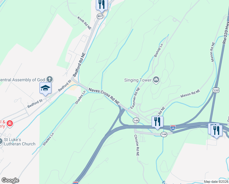 map of restaurants, bars, coffee shops, grocery stores, and more near 12527-12545 Naves Cross Road Northeast in Cumberland