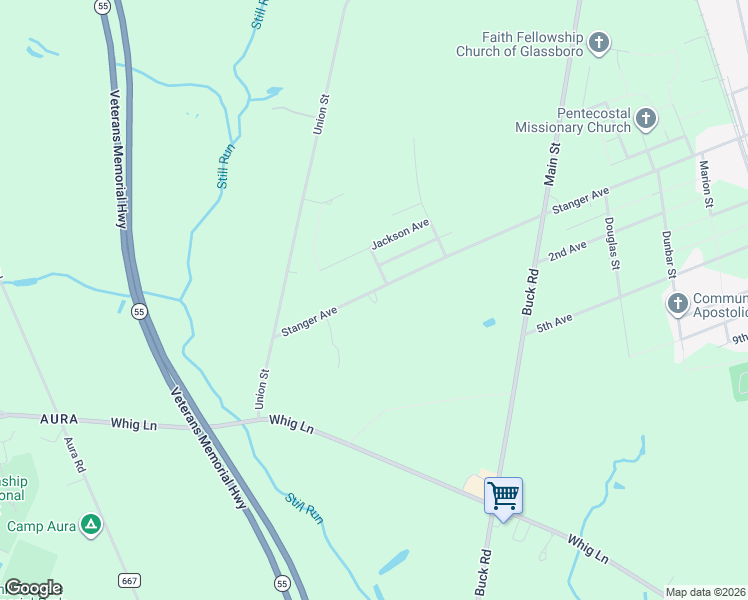 map of restaurants, bars, coffee shops, grocery stores, and more near 124 Stanger Avenue in Glassboro