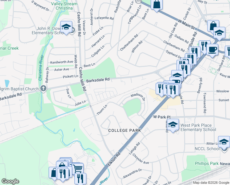 map of restaurants, bars, coffee shops, grocery stores, and more near 34 Ethan Allen Court in Newark