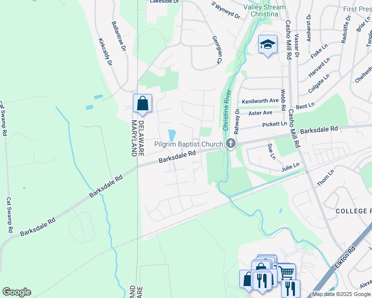 map of restaurants, bars, coffee shops, grocery stores, and more near 312 Chickory Way in Newark