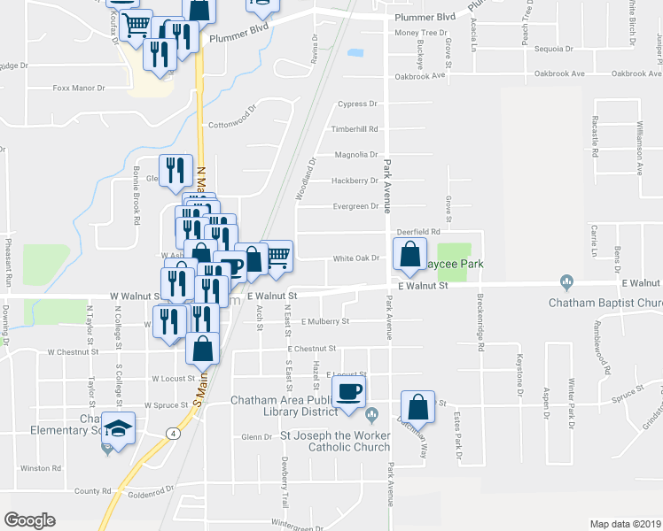 map of restaurants, bars, coffee shops, grocery stores, and more near 310 Holly Drive in Chatham