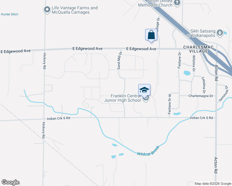 map of restaurants, bars, coffee shops, grocery stores, and more near 10150 Indian Creek Road South in Indianapolis