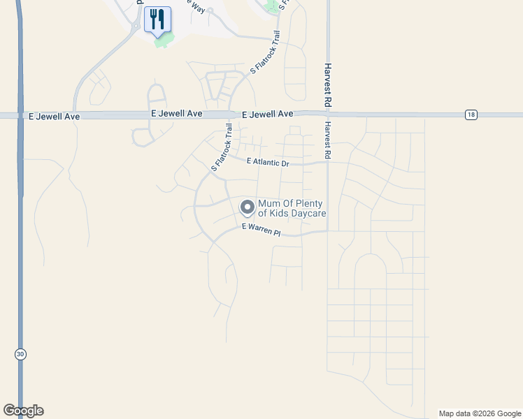 map of restaurants, bars, coffee shops, grocery stores, and more near 2146 South Grand Baker Court in Aurora