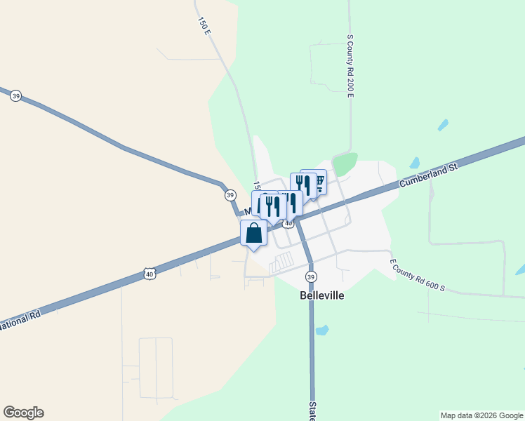 map of restaurants, bars, coffee shops, grocery stores, and more near 5648 State Road 39 in Clayton