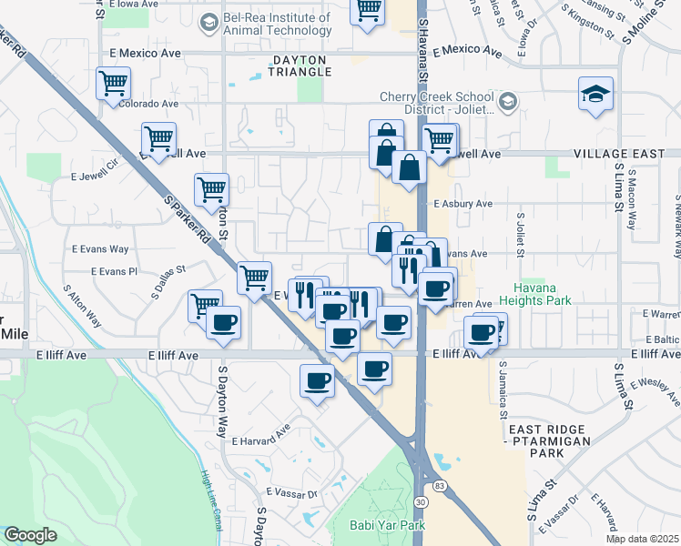 map of restaurants, bars, coffee shops, grocery stores, and more near in 