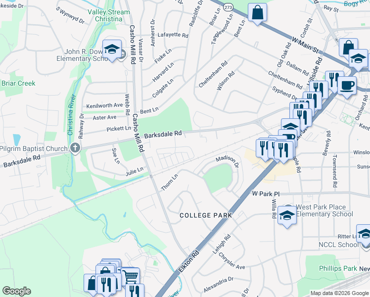 map of restaurants, bars, coffee shops, grocery stores, and more near 34 Ethan Allen Court in Newark
